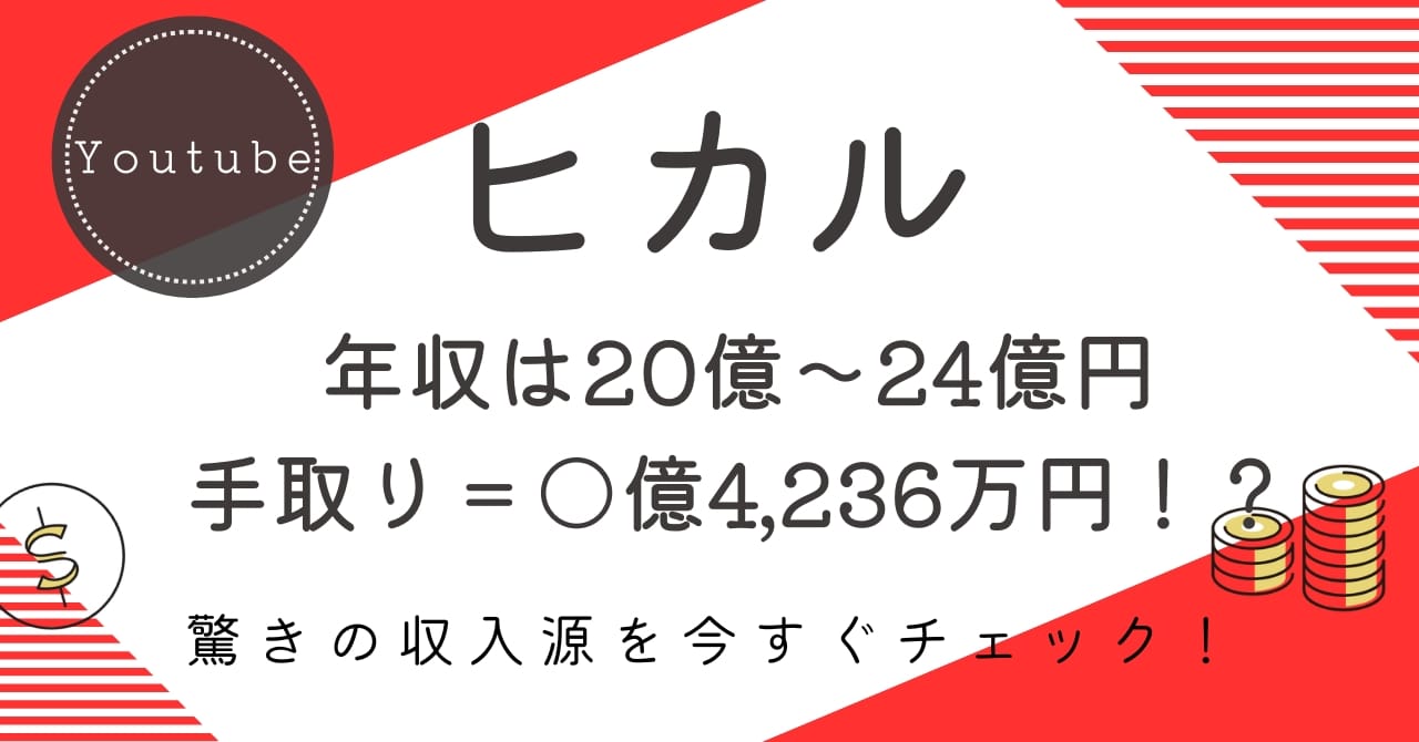 ヒカルの推定年収はなんと20億～24億円！手取り額、収入源まで徹底解説！